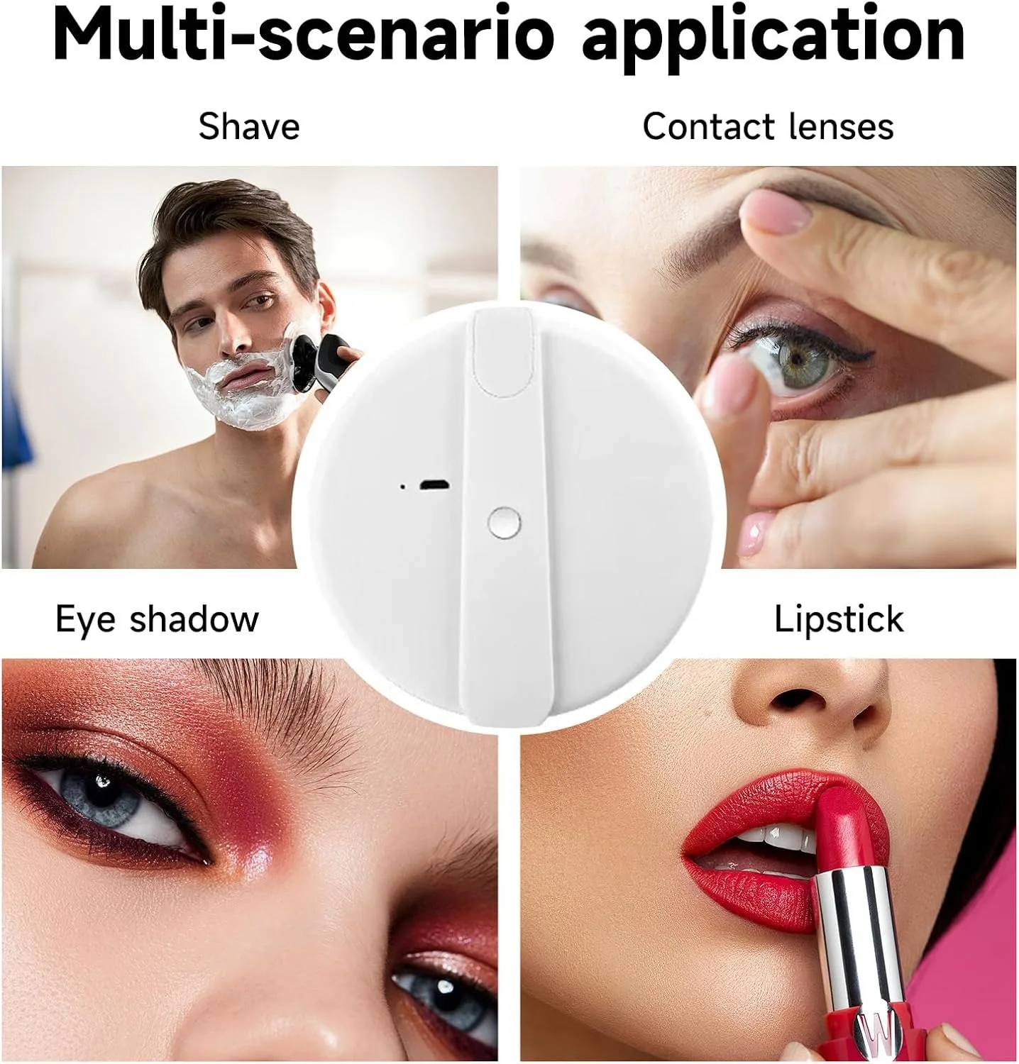 휴대용 회전 LED 화장품 거울, 회전 스위치가 있는 휴대용 충전식 화장품 거울, 여행 및 가정용으로 적합