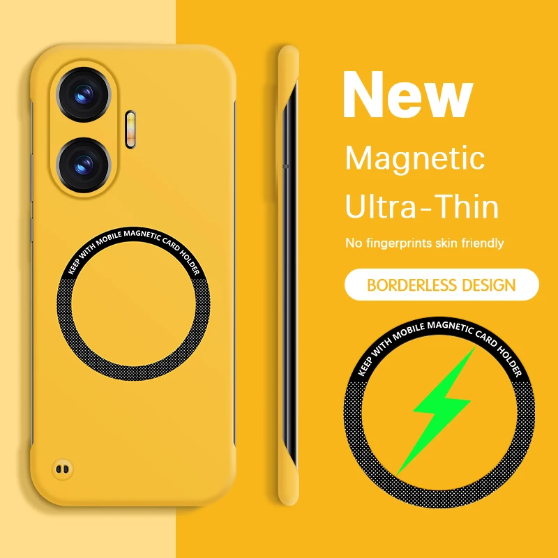 Sleek Frameless Phone Case with Lens Protection and Magnetic Wireless Charging
