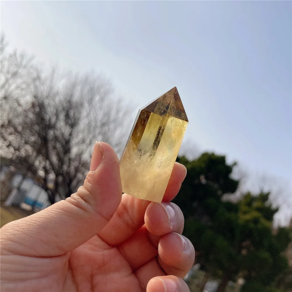 High Quality Brazilian Natural Citrine Crystal Tower Yellow Quartz Point Wand Reiki Healing Stone Ore Specimen Crafts Home Decor 4