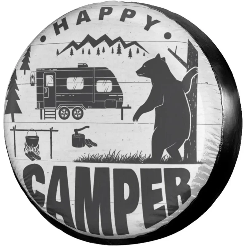 

Пылезащитная Крышка для запасных шин Happy RV Bear, подходит для трейлеров, домов на колесах, внедорожников и многих транспортных средств, 14 15 16 17 дюймов