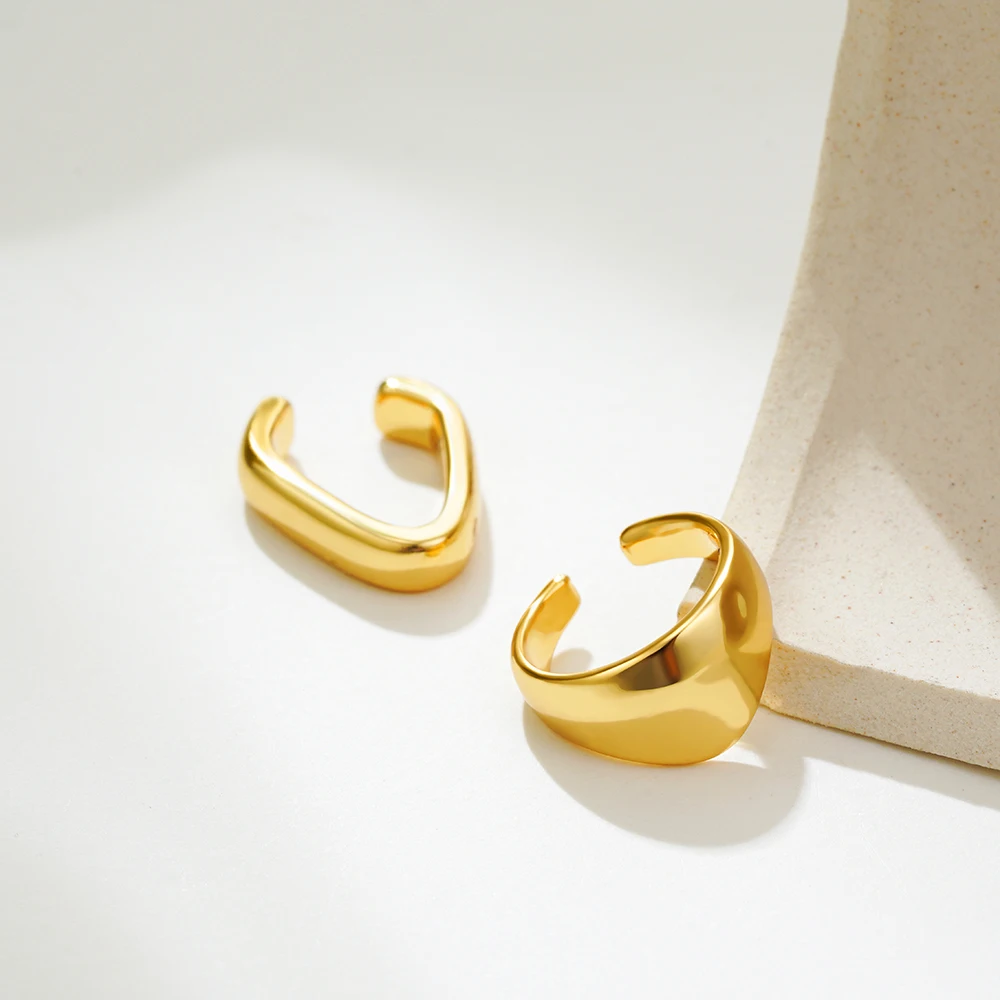 Simple Geometry C Shape Gold Plated Clip Earrings Stainless Steel Hypoallergenic Girl No Piercing for Cartilage Ear Cuff Earclip