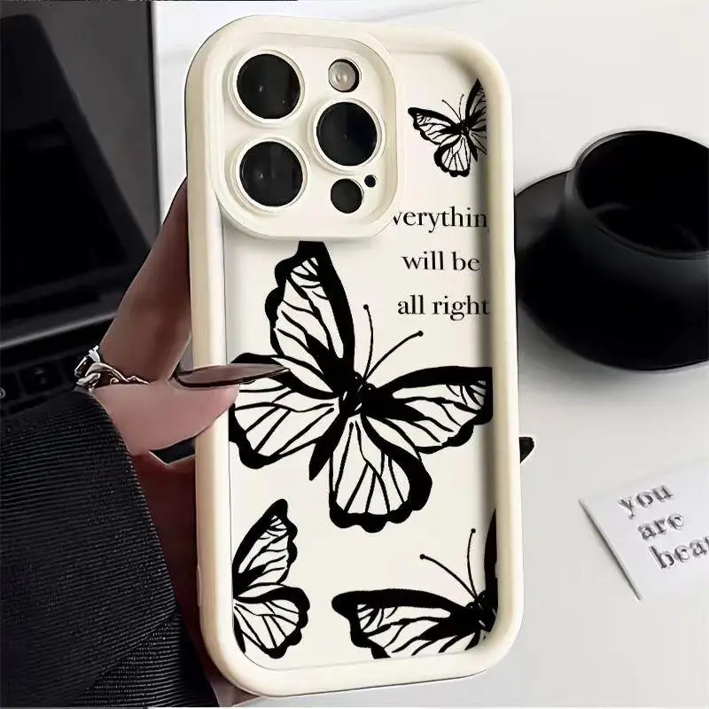 Retro Butterfly Silicone Phone Case - Stylish and Durable Cover
