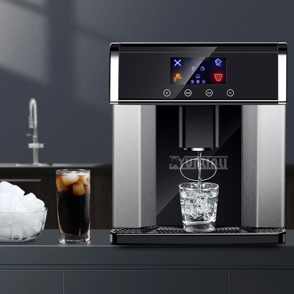 New Automatic Ice Maker Water Dispenser Household Portable Stainless Steel Ice Cube Machine Water Cooler Maquina Hacer