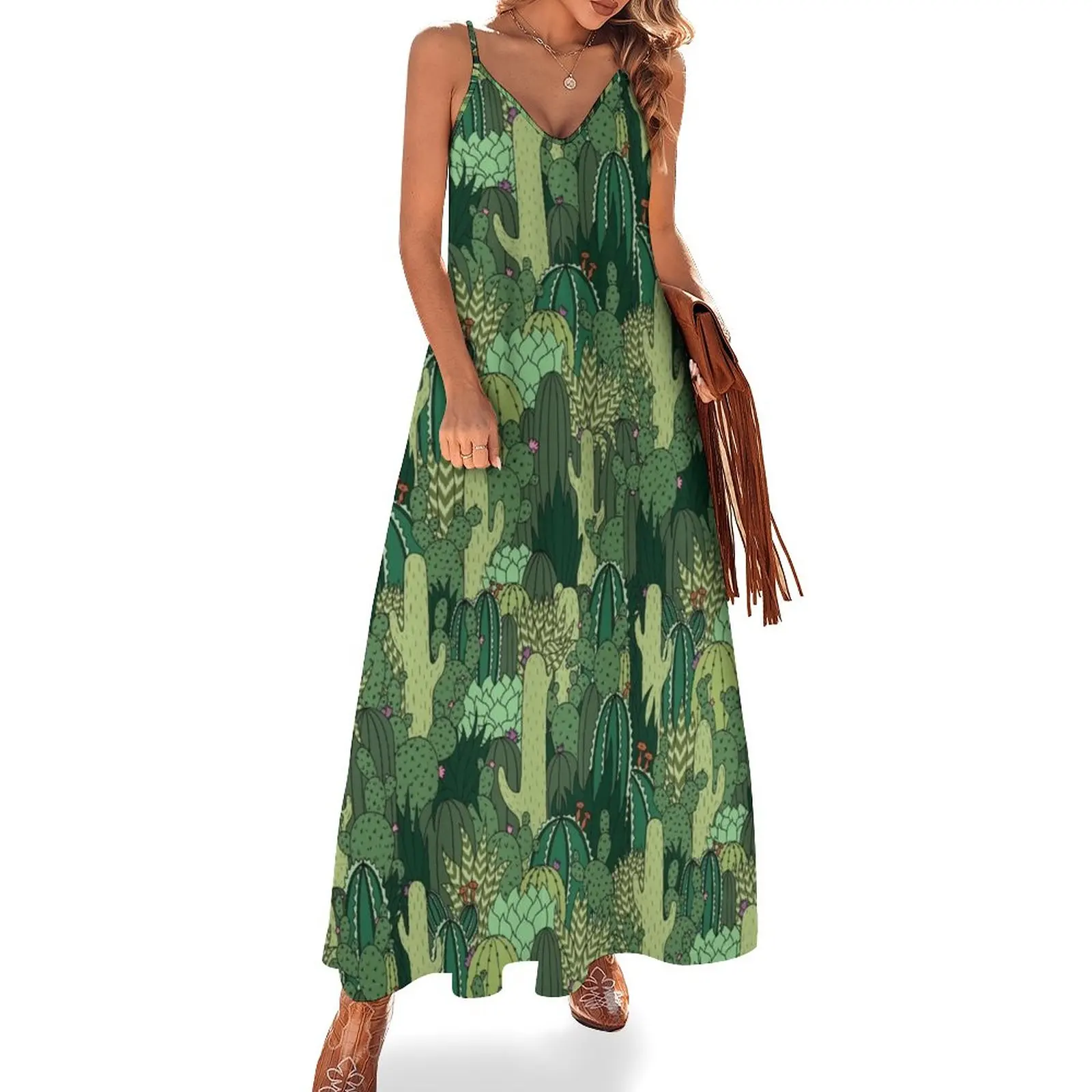 

New Cactus Pattern Sleeveless Dress dress summer clothes wedding guest dress 2023 chic and elegant evening dress