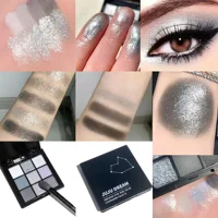 Palette de fards à paupières noirs fumés, lueur mate gris foncé 9 couleurs, parfaite pour le maquillage des yeux sur scène, fête et festival de musique 6