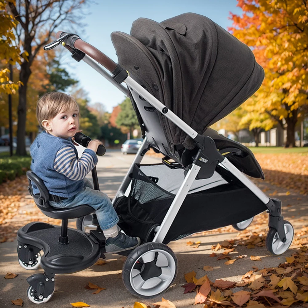 Universal Baby Stroller Pedal Adapter 360&deg; Rotation Wheel Height Adjustable Load-bearing up to 25KG Baby Assisted Stand Stroller