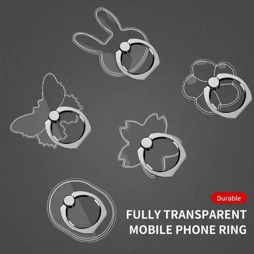 1/2/3/4pcs Transparent Cute Animal Round Phone Stand Foldable 360 Rotating Mobile Phone Ring Holder Smart Phone Accessories - Image 3