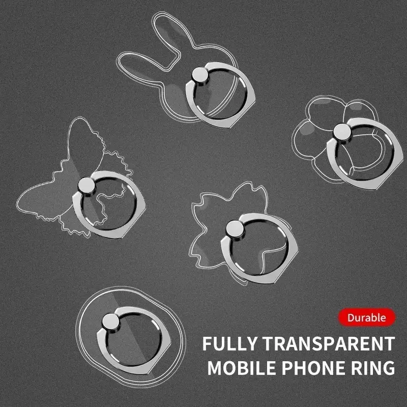1/2/3/4pcs Transparent Cute Animal Round Phone Stand Foldable 360 Rotating Mobile Phone Ring Holder Smart Phone Accessories - Image 3
