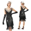 Vintage 1920s Flapper V-neck Double Tassel Dress Great Gatsby Cosplay Costume Cocktail Party Charleston Dance Sequin Dress 1