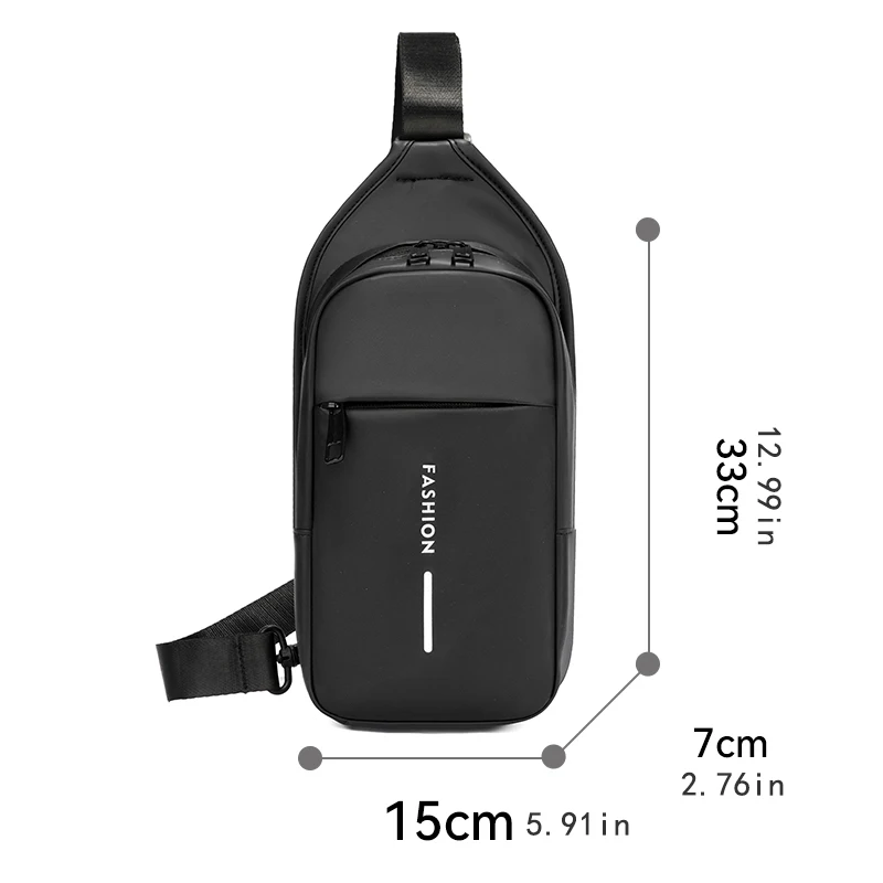 Functional chest bag, casual sports messenger bag, made of durable Oxford fabric, with adjustable shoulder strap