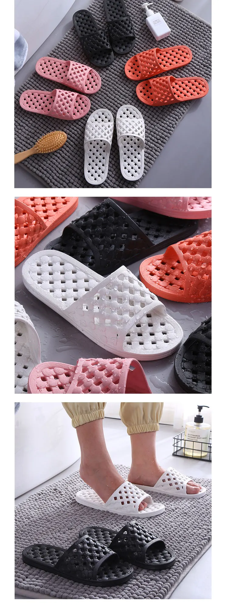 Men's Bathroom Non-slip Flip Flops Bath Slippers Indoor Home Summer Soft Comfortable Couple Family Flat Shoes Hotel Sandals