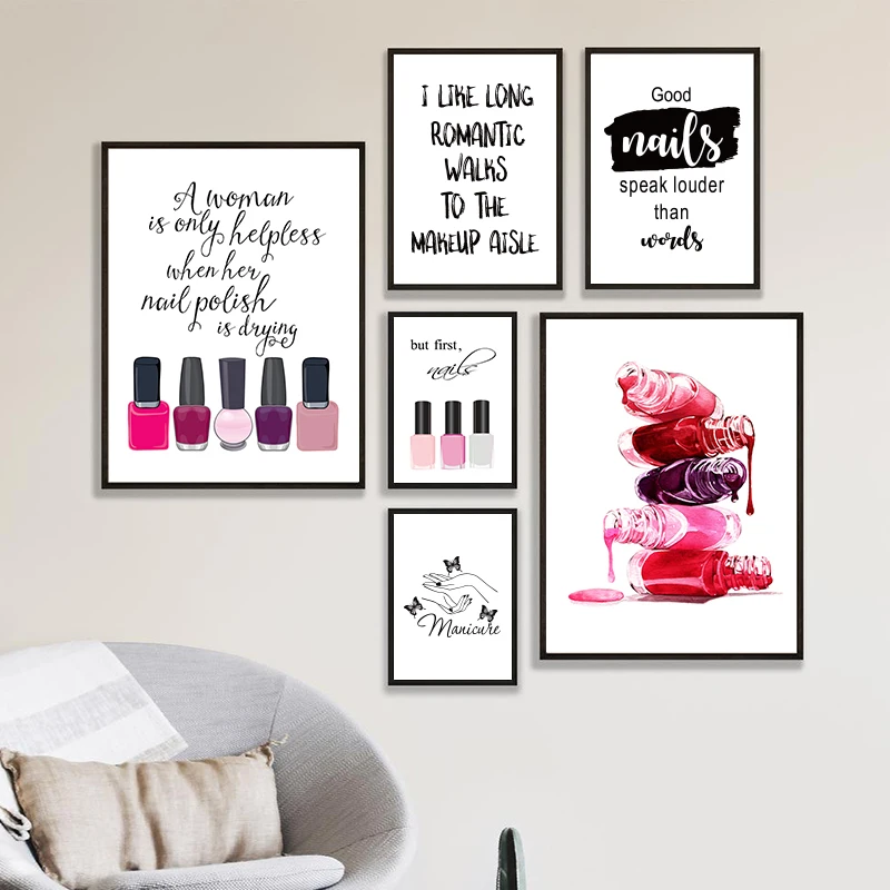 Salone di bellezza decorazione murale salone di bellezza arte murale pittura su tela smalto citazione poster e stampe Nail Tech artista regalo - immagine 5