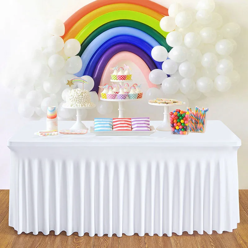Description Picture 4 of item8FT 1-20pcs Spandex Stretch Tablecloth Hotel Banquet Wedding Party Table Cover fitted white/black Table Skirt Tablecloth