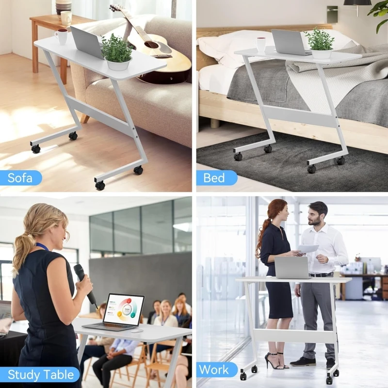 Laptop Stand Computer Desk Laptop Table With Wheels Z Side Table Wheels Desk Mobile Overbed Table 360° Rotating Table 80x40x75