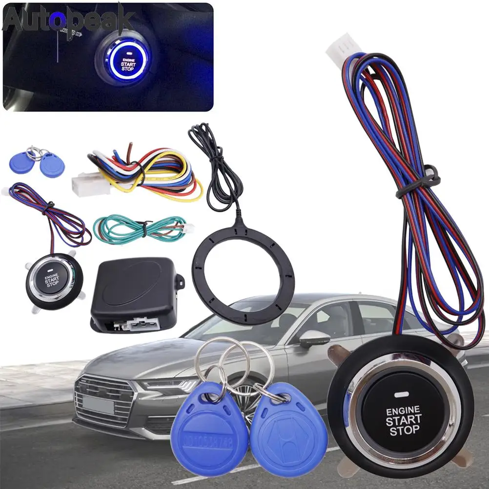 

Car Smart Ignition Switch Auto Alarm Engine Starline Push Button Start Push Button Keyless Entry Starter Kit 12V RFID Universal