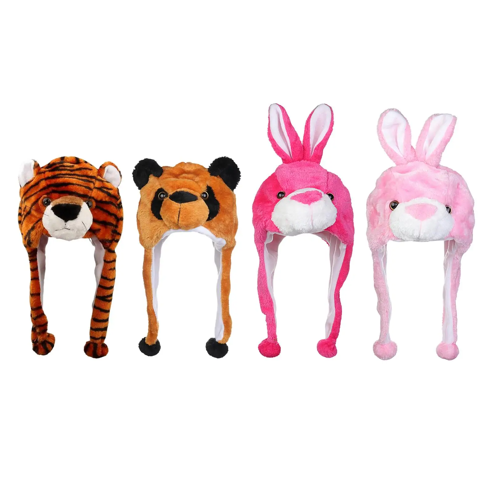 

Cute Cartoon Animal Hat Stuffed Toy Cosplay Headwear Earmuff for Holiday Carnival