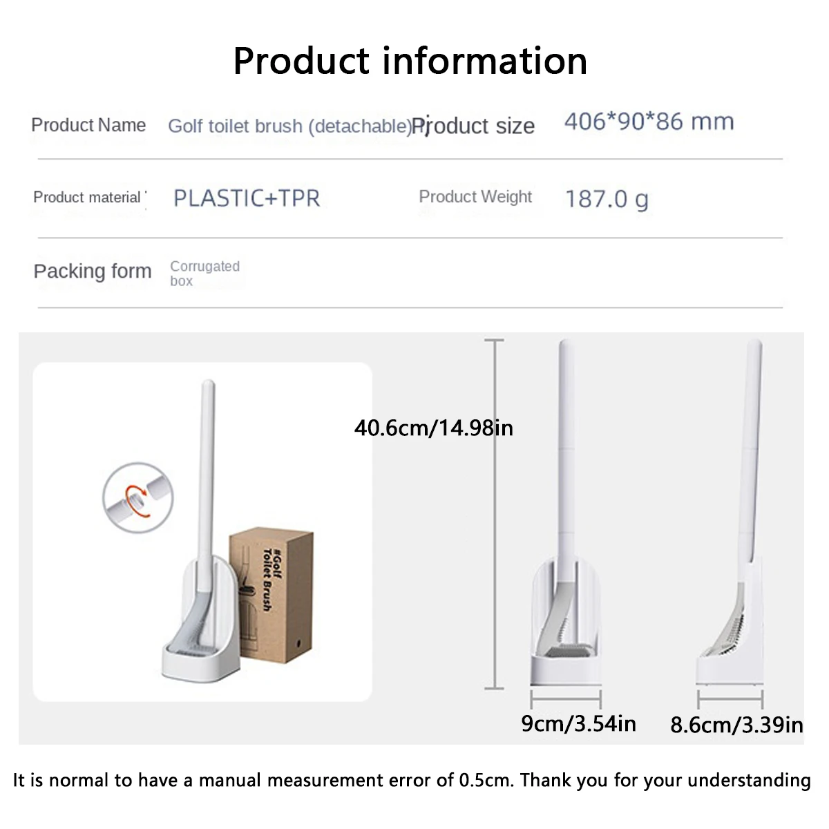 Toilet Brush Wall-Mounted Bathroom Cleaning Tool Quick Drainage All-Round Soft Rubber Brush Head Does Not Damage Glaze Toilet Bathroom Accessory Set