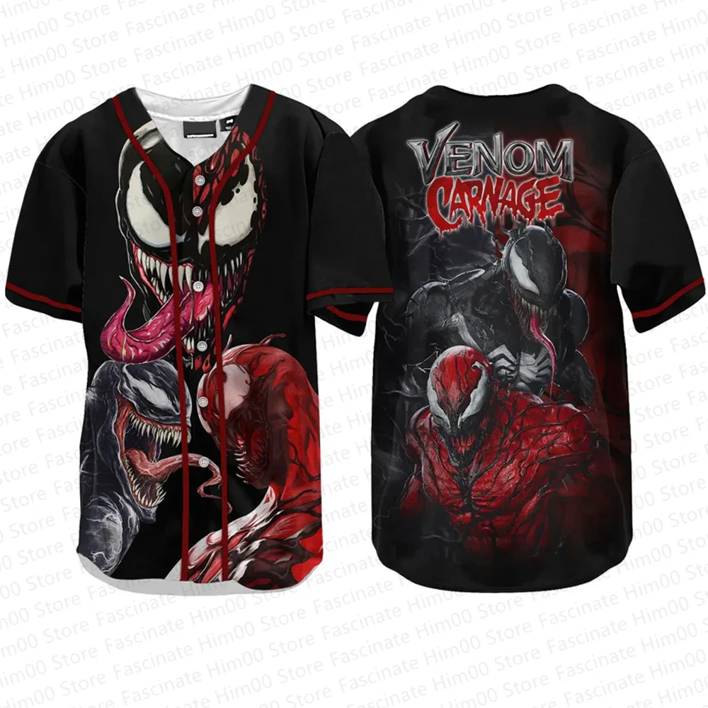 Marvel Venom cool Tshirt Mens summer short-sleeved sports baseball uniform T shirt Pig Man Venom childrens baseball T shirt set 4
