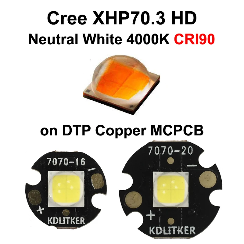 

Cree XHP70.3 HD Neutral White 4000K CRI80 SMD 7070 LED Emitter Flashlight DIY Powerful Search Light Chip Bulb High CRI