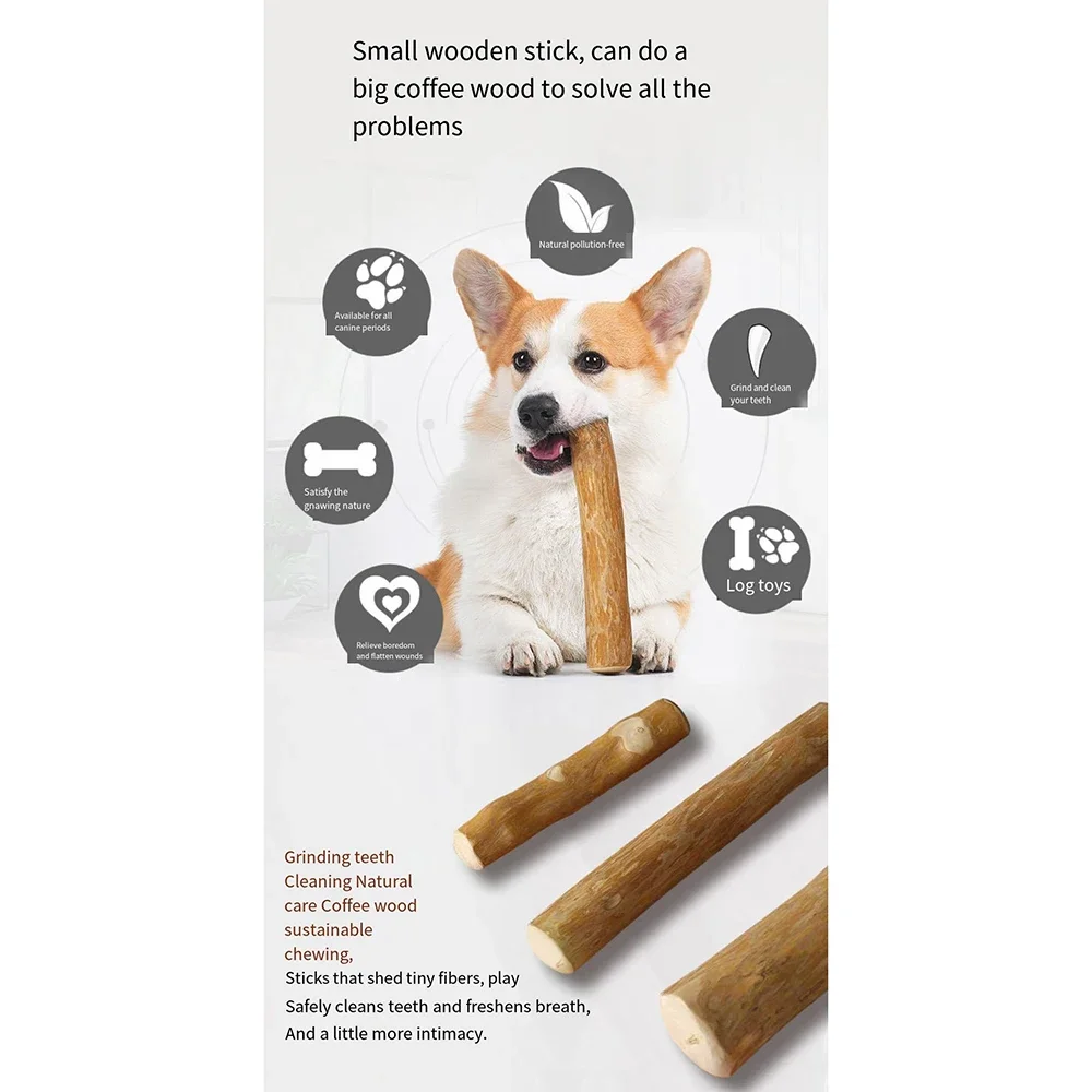 FZCSPEED Coffee Wooden Dog Chew Toy, Dog Wooden Chew Stick, for Tooth Pressure Relief, Pet Toys 2