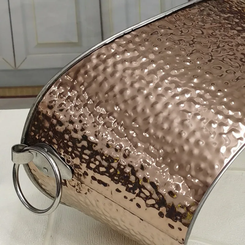 Thickened Stainless Steel Ice Bucket, Champagne Tub, Electroplated Stainless Steel, Gold Ingot Shape, Red Wine Chiller