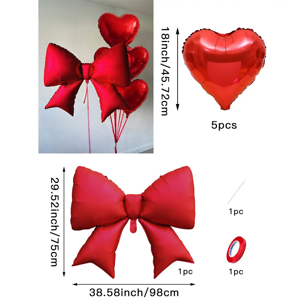 6 Stück matte Schleifenballons, matte rote Schleife, geeignet für Hochzeitsgeschenke, geschlecht freiliegende Partydekorationen, Geburtstagsfeier-Dekoration – Detail 7