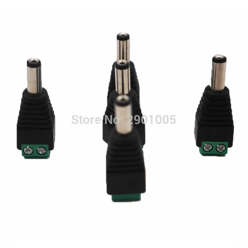 Male DC connector 2.1*5.5mm Power Jack Adapter Plug Cable easy Connector for CCTV Camera/3528/5050 led strip light 100pcs dc connectors,power adapter plug,power jack connector,wire connector terminals,wire connector,electrical connectors,connector adapter,connector with cable,electrical connector,cable connector,dc power adapter