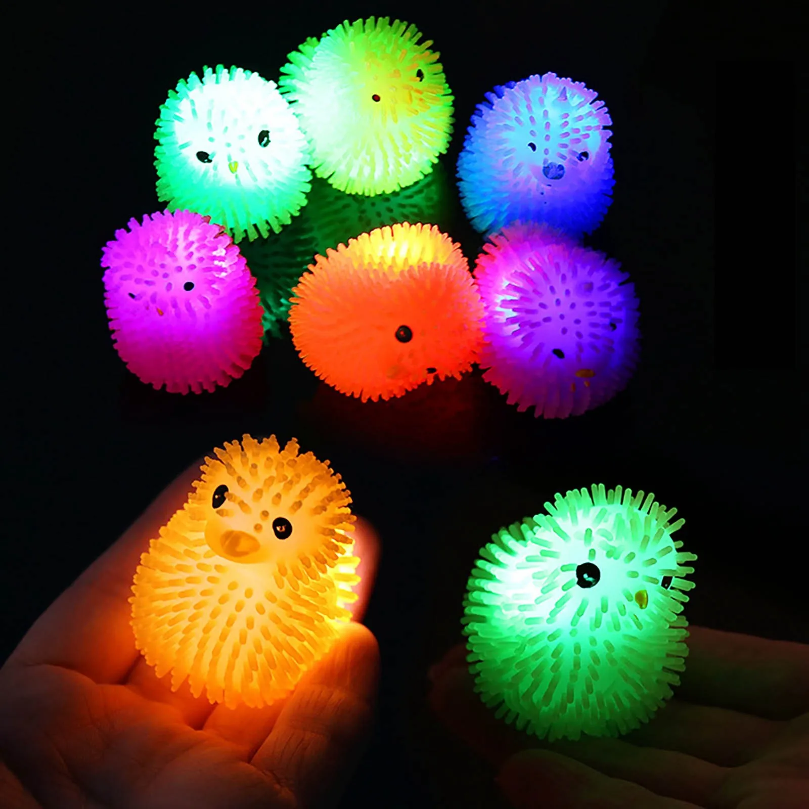 

48pcs Strange Children'S Led Light Emitting Toys Mini Chicks Decompress Electronic Glow Toys Bouncy Luminous Party Decoration
