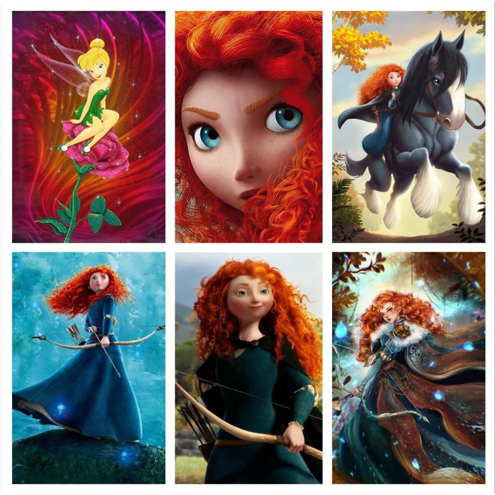 Disney Diamond Painting Cross Ricamo Kit Cartoon Brave Movie Princess Diy 5D Diamond Ricamo Mosaico Home Decor Art Gift