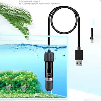 USB 미니 수족관 히터 어항 26 ° C 항온 가열 로드, 수중 온도조절기 히터 온도 컨트롤러