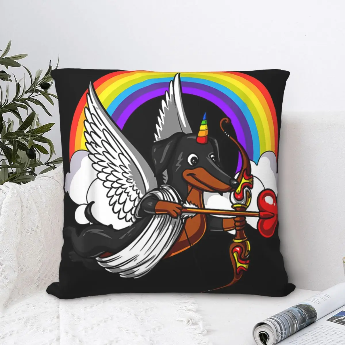 

Dachshund Wiener Dog Square Pillowcase Polyester Pillow Cover Velvet Cushion Zip Decorative Comfort Throw Pillow For Home Sofa
