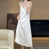 Silk glossy Hanging Suspender Dress With Feminine Temperament, spring And Summer high-end Solid Color Long Skirt 5