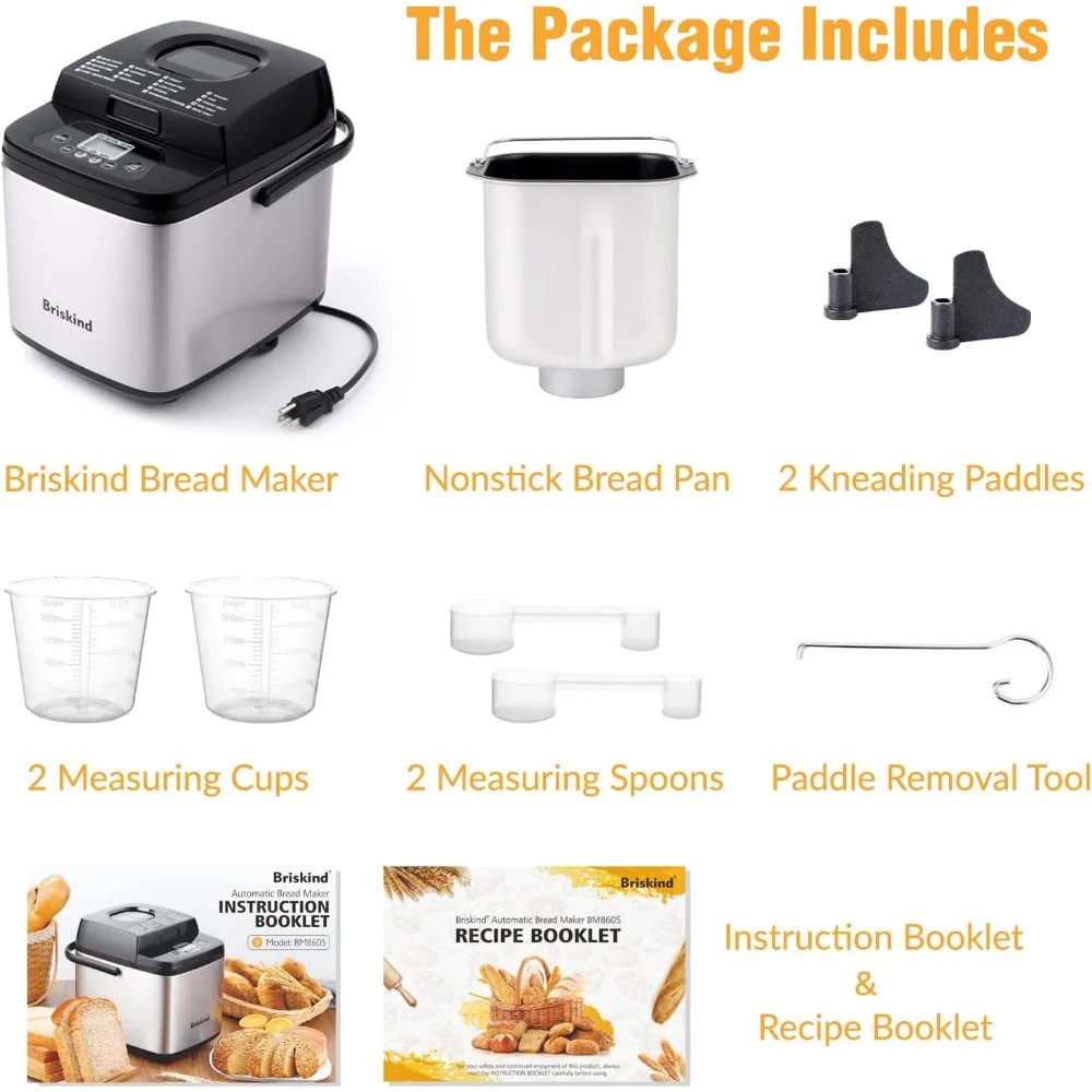 19-in-1 Compact Bread Maker Machine, 1.5 lb / 1 lb Loaf Small Breadmaker with Carrying Handle, Including Gluten Free, Dough