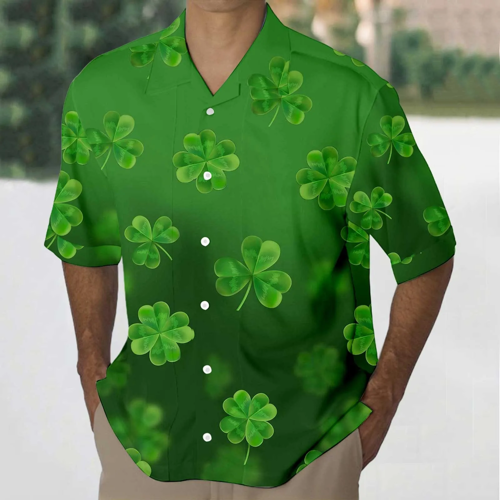 Men's Spring New 3.17 Happy St. Patrick’s Day  Short Sleeve Simple Casual Korean Slim Fit Shirt New Hawaiian Shirts For Men