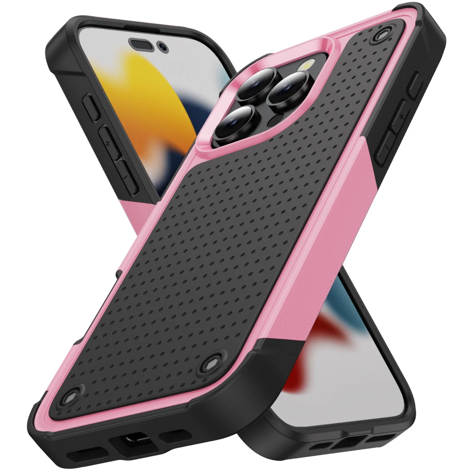 Hybrid Rugged Armor Shockproof Phone Case with Hard Plastic Frame and TPU Back Cover