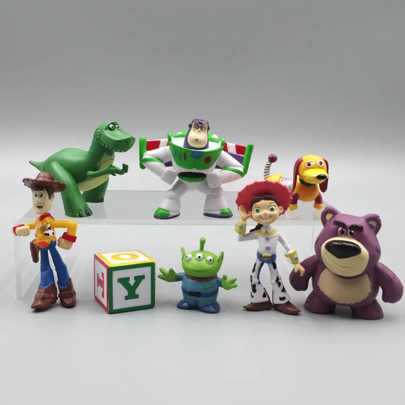 8 Pz/Set Disney Toy Story Buzz Lightyear Woody Jessie Figurine Toys Pvc Rex Lotso Dolls Anime Figure Model Desk Ornaments Gift