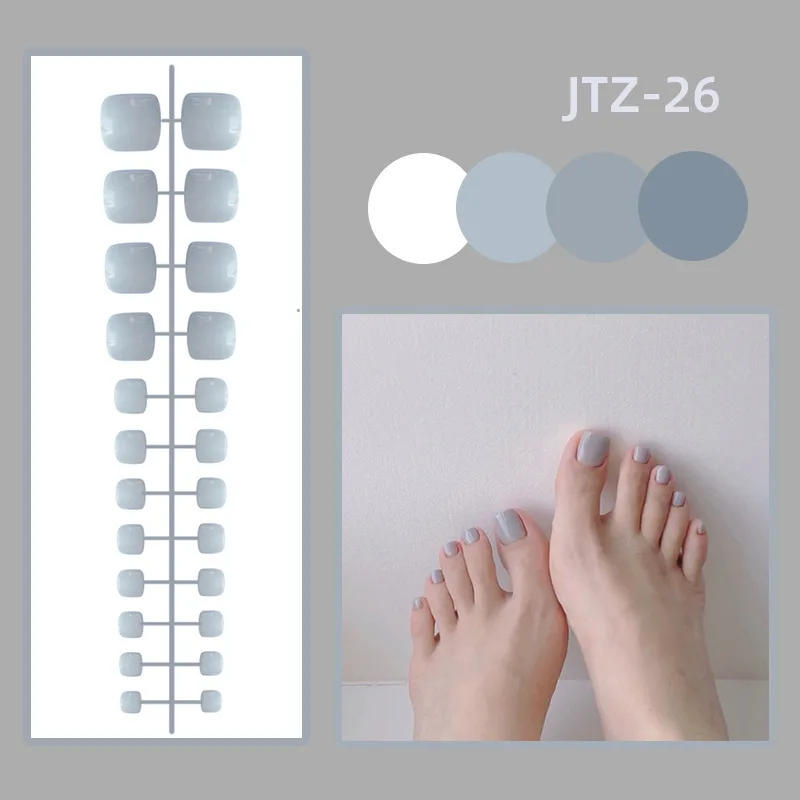 Colorful and trendy press-on acrylic toenails displayed, perfect for easy and quick stylish toe makeovers without glue.