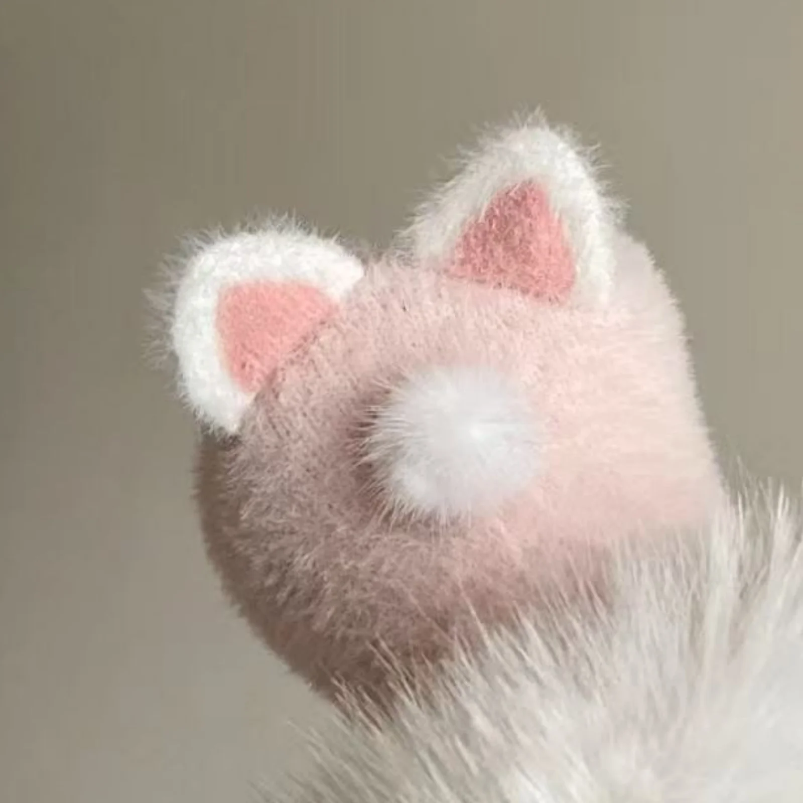 1 Pair Bunny Ear Faux Fur Gloves, Cute Pink Fluffy Hand Warmers, Adorable Rabbit-themed Winter Accessories, Soft Cozy