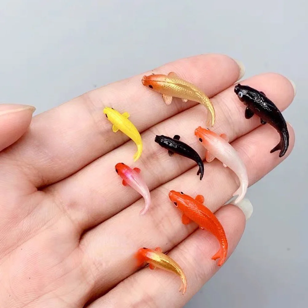 

8/10/12pcs Dollhouse Miniature Goldfish Model Simulation Mini Fish Carp Animal Figure Kids Toys Home Decoration Mixed Style