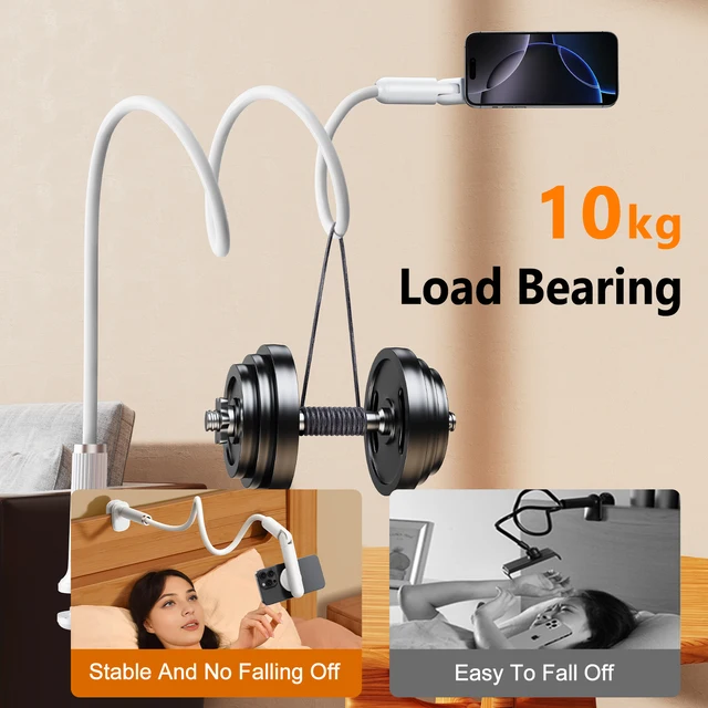 Oatsbasf Universal Gooseneck Phone Stand Holder Magnetic for Desk Arm Flexible Lazy Holder 360° Rotatable Bed Phone Clip Bracket 5