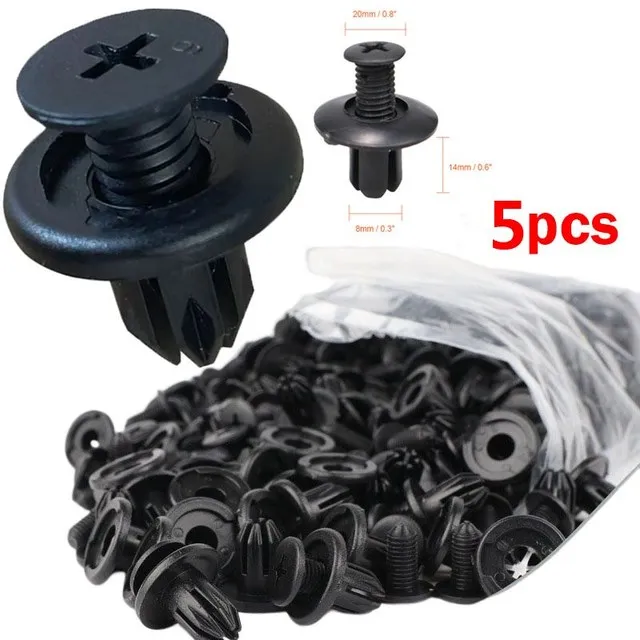 1/5/10/30/50/100pcs 8mm Plastic Rivets Fasteners Screw Car Bumper Fender Black Rivet Car Fastener Clips for Toyota Focus Kia Nis