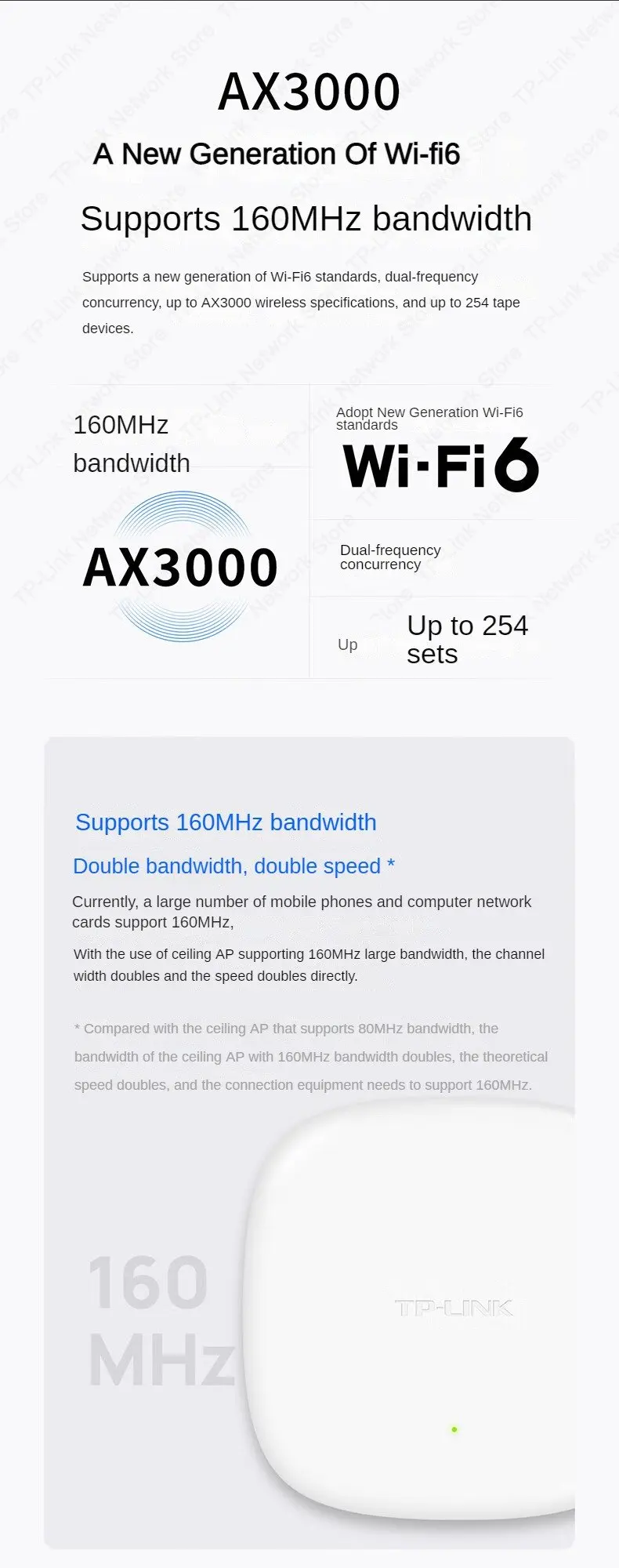 TP-LINK AX3000 Dual Band Gigabit 3000M Router WiFi 6 Ceiling AP 