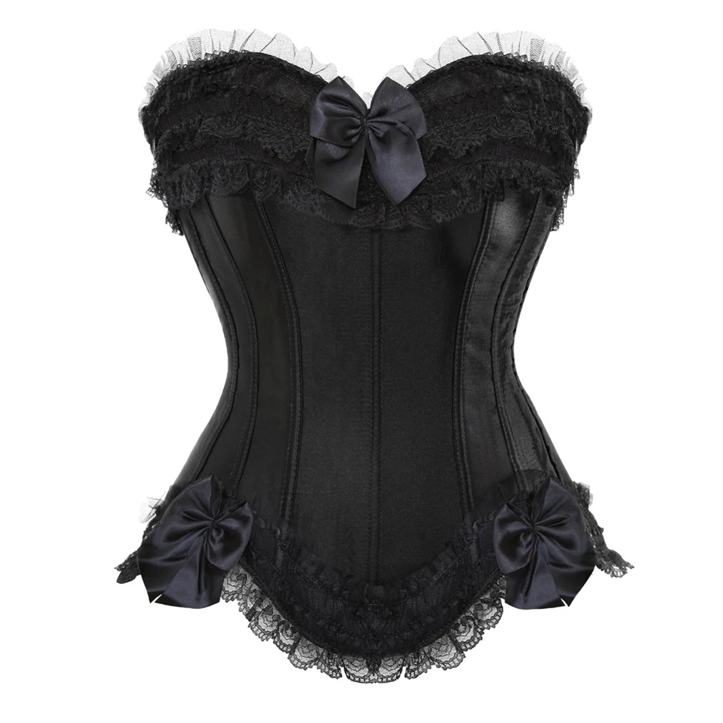 Victorian Lace Corset Dress Sexy Gothic Crop Bustier Top ,Women's Underwear Slim Body Maid Outfit ,Two Piece Sets Womens Outfit
