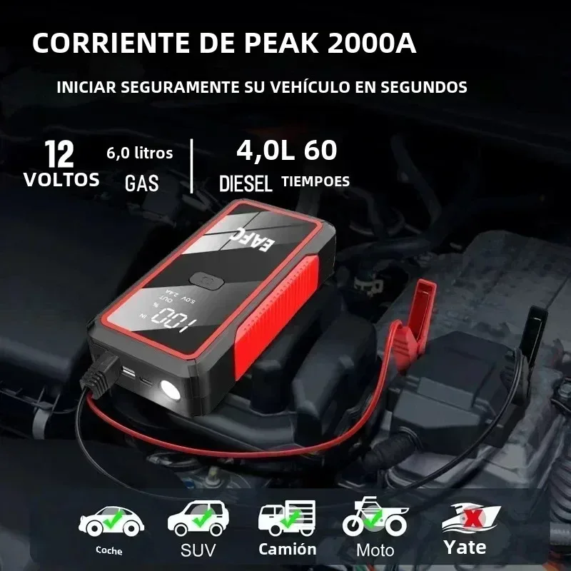 2000A/Avviatore di emergenza per batteria per auto Caricatore portatile Booster per auto