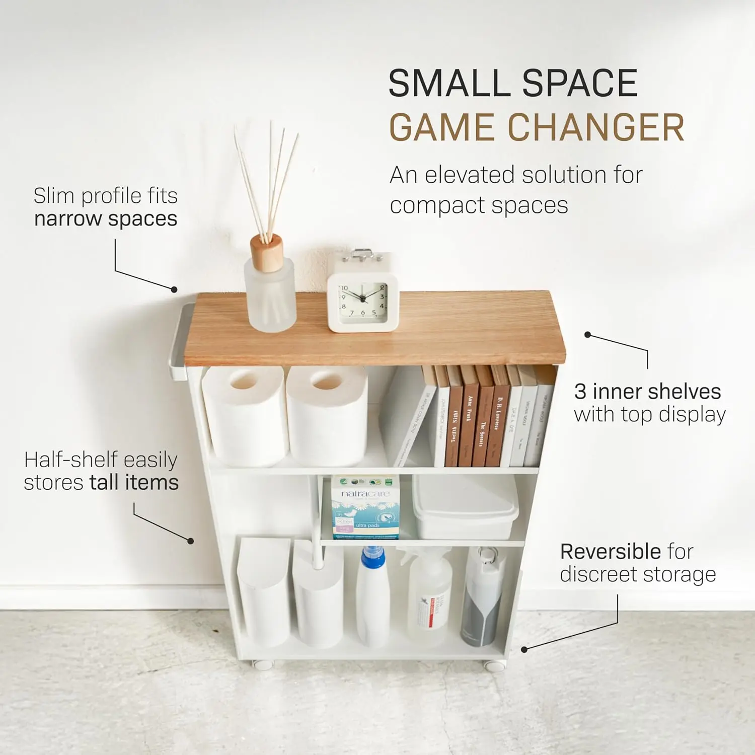 Slim Rolling Bathroom Storage Cart 3