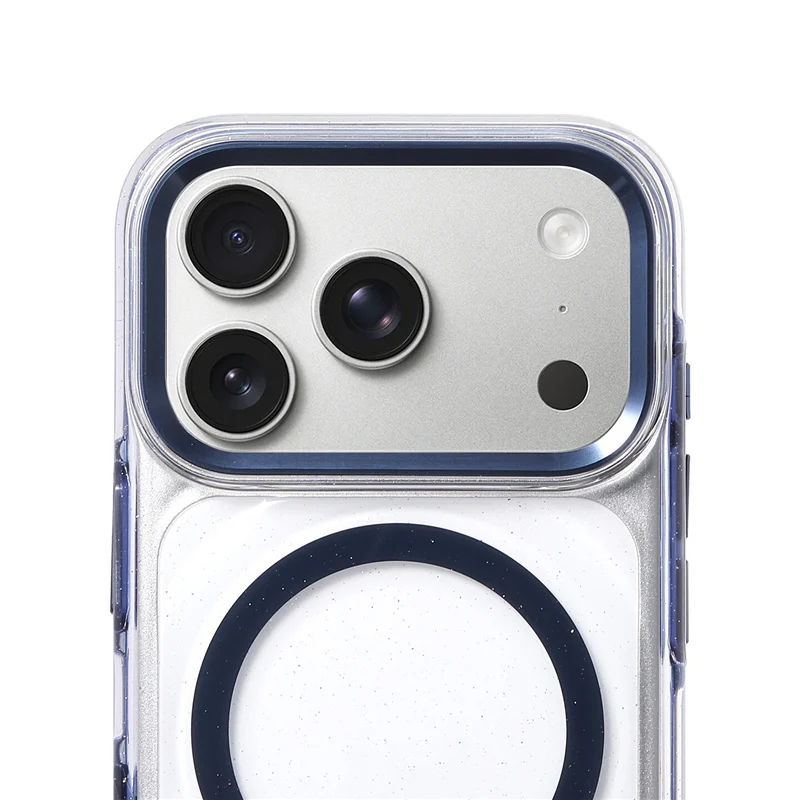 Bling Glitter Clear Ripple Magnetic Phone Case with Touch Camera Button and Wireless Charging