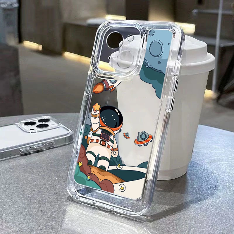Clear Space Astronaut Phone Case Per Iphone 12 13 Pro Custodie Cover Morbida In Silicone Per Iphone 11 14 15 Pro Max 8 7 Plus Back Coque