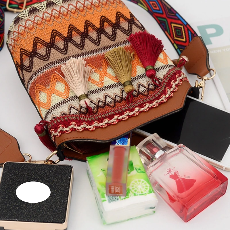 Borsa da donna Boho borsa a secchiello a tracolla intrecciata a mano etnica con nappe Vintage borsa a tracolla a tracolla Hippie borsa da donna borsa a mano - immagine 4