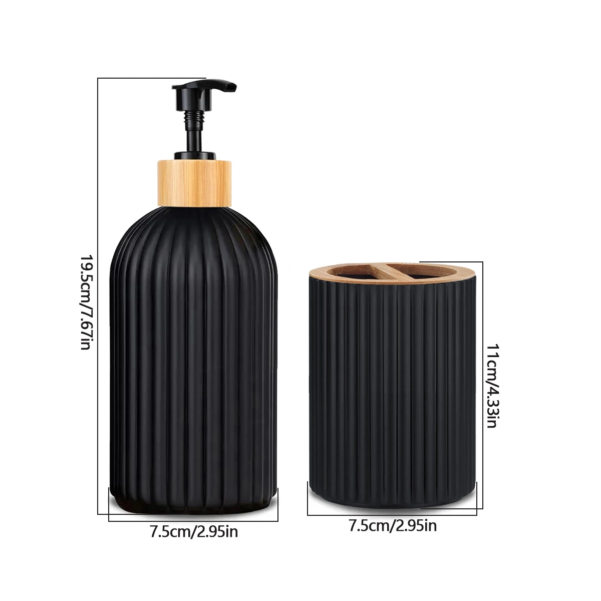 Hand Foaming Soap Dispenser Bottle 2pcs/set With Toothbrush Toothpaste Holder Morden Stripe Design Hand Dispenser Bomboo Pump Li