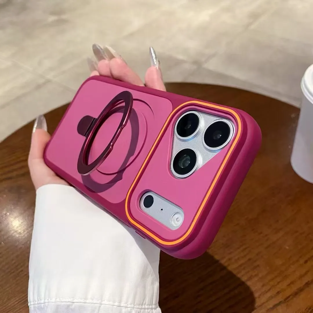Shockproof Matte Kickstand Holder Case with Magsafe Magnetic Armor Cover